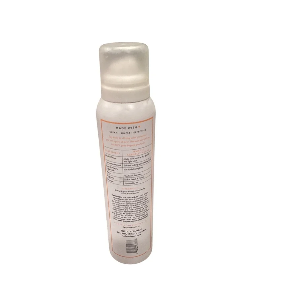 Native Sweet Peach & Nectar Deodorant Body Spray 3.5 oz Aluminum‎ Paraben Free